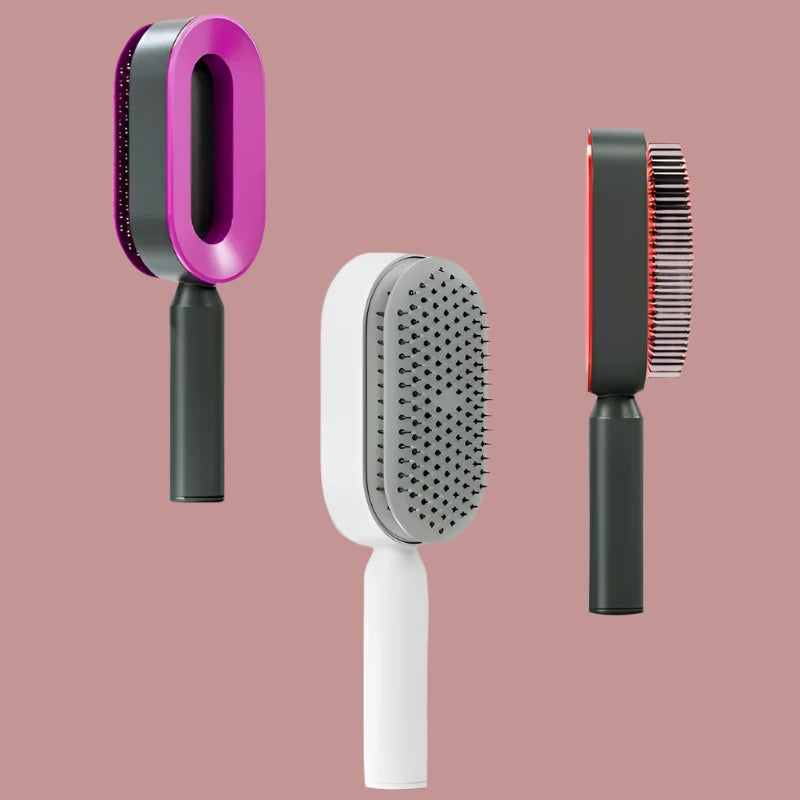 Self-Cleaning Hair Brush with One-Touch Cleaning